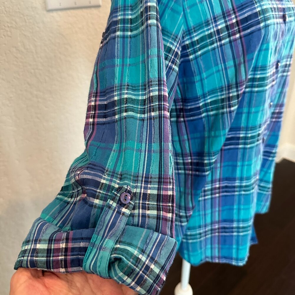 ALLISON DALEY Ultramarine Blue Plaid Top - Picture 4 of 9